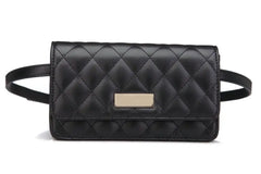 Women Waist Bags Classic Lattice Belt Bag High PU Leather Fanny Pack