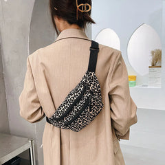 Women Leopard Print Waist Pack Fanny Bag Large Capacity Crossbody Bag
