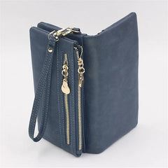 Women Wallets Double Zip Clutch Purse Wristlet Handbag