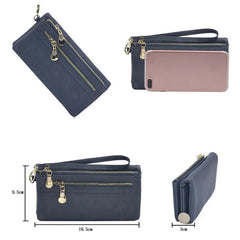 Women Wallets Double Zip Clutch Purse Wristlet Handbag