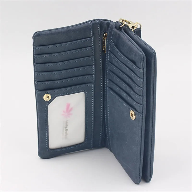 Women Wallets Double Zip Clutch Purse Wristlet Handbag
