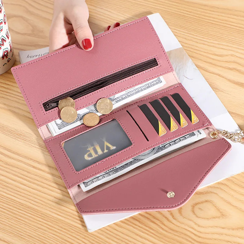 Women Zipper Wallet Soft PU Leather Clutch Money Bag