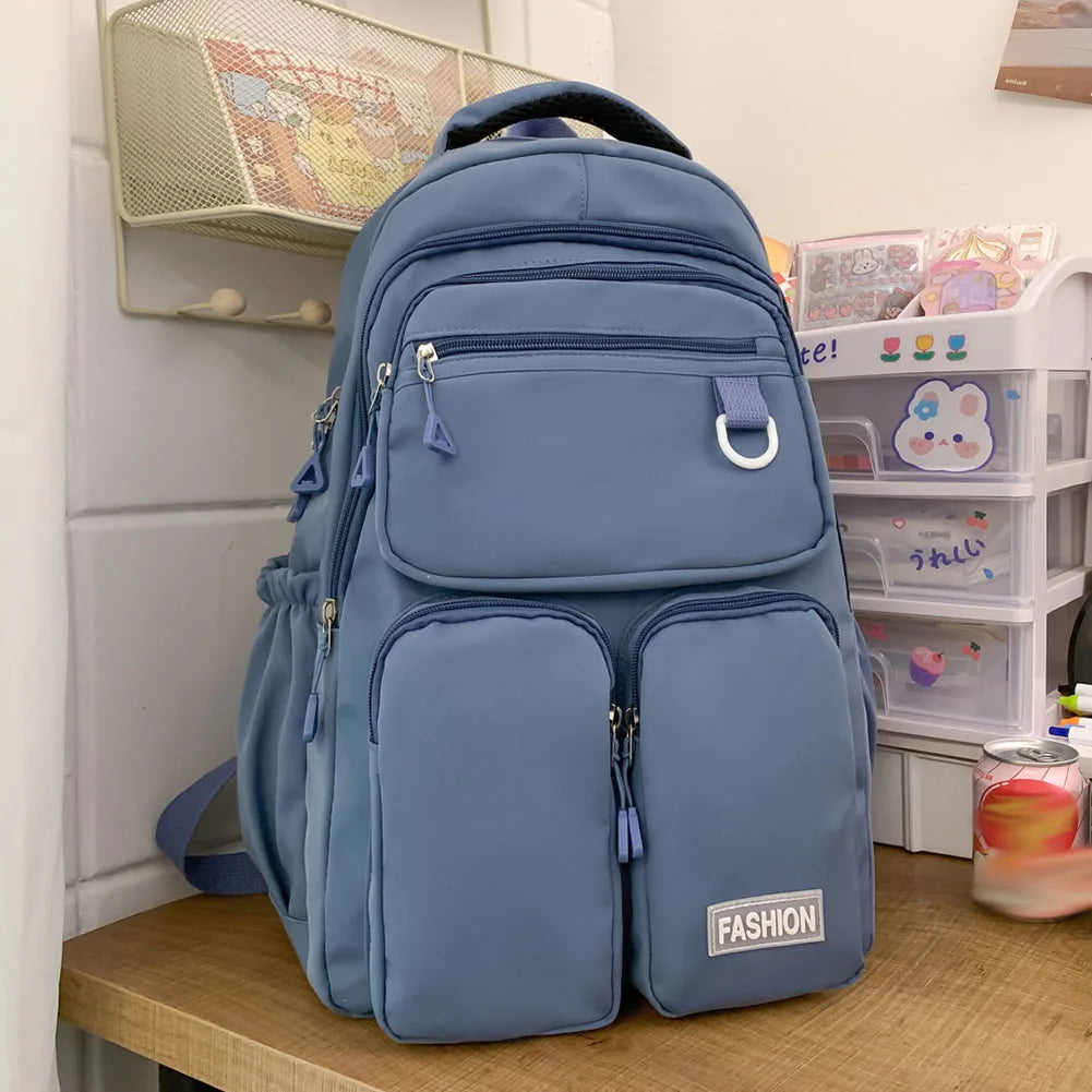 Waterproof Nylon Women's Backpack with Large Capacity Multi-Pockets