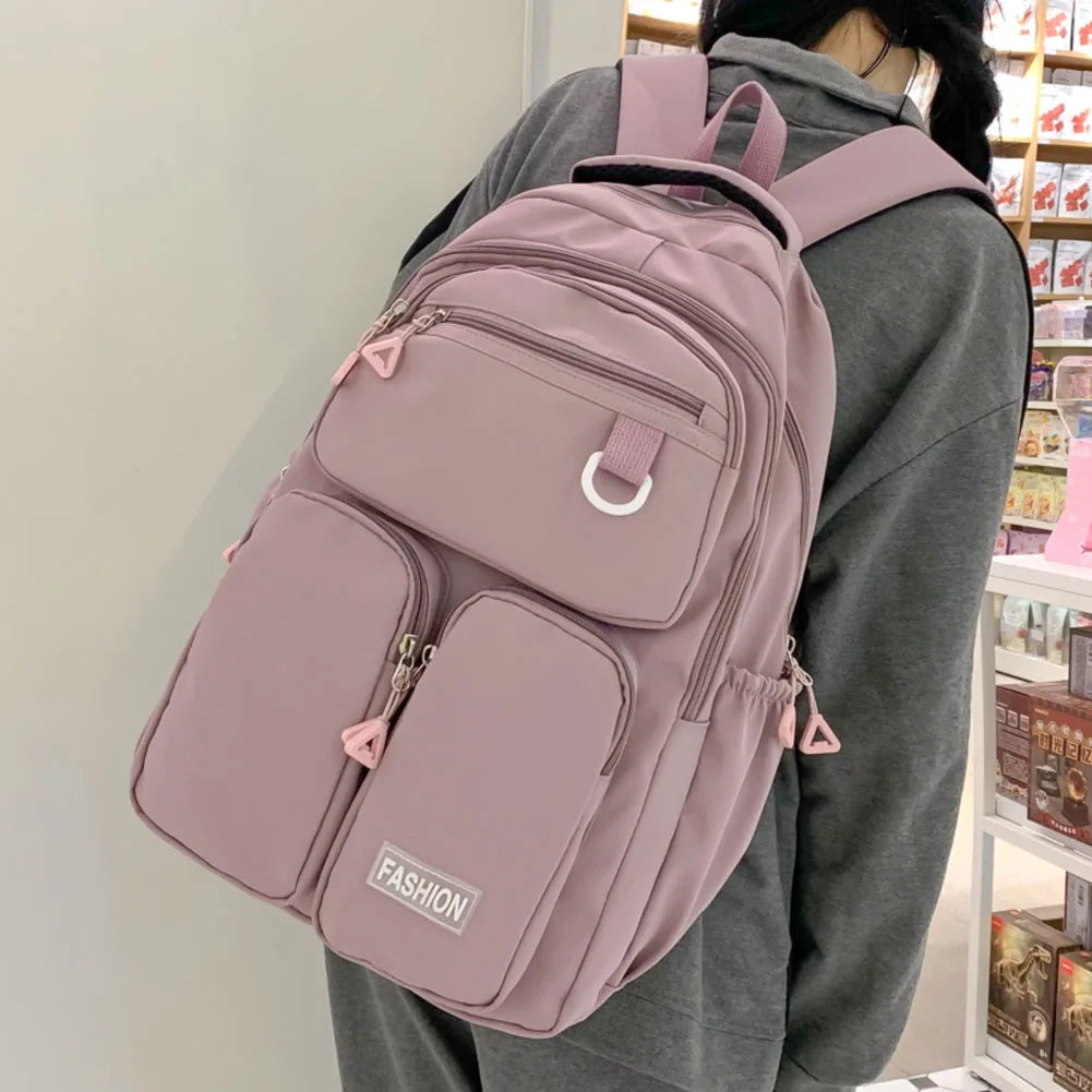 Waterproof Nylon Women's Backpack with Large Capacity Multi-Pockets