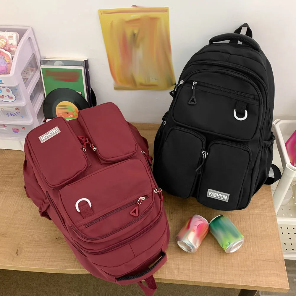 Waterproof Nylon Women's Backpack with Large Capacity Multi-Pockets