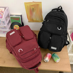 Waterproof Nylon Women's Backpack with Large Capacity Multi-Pockets