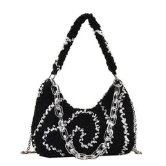 Women's Curly Plush Chain High Capacity Handbag