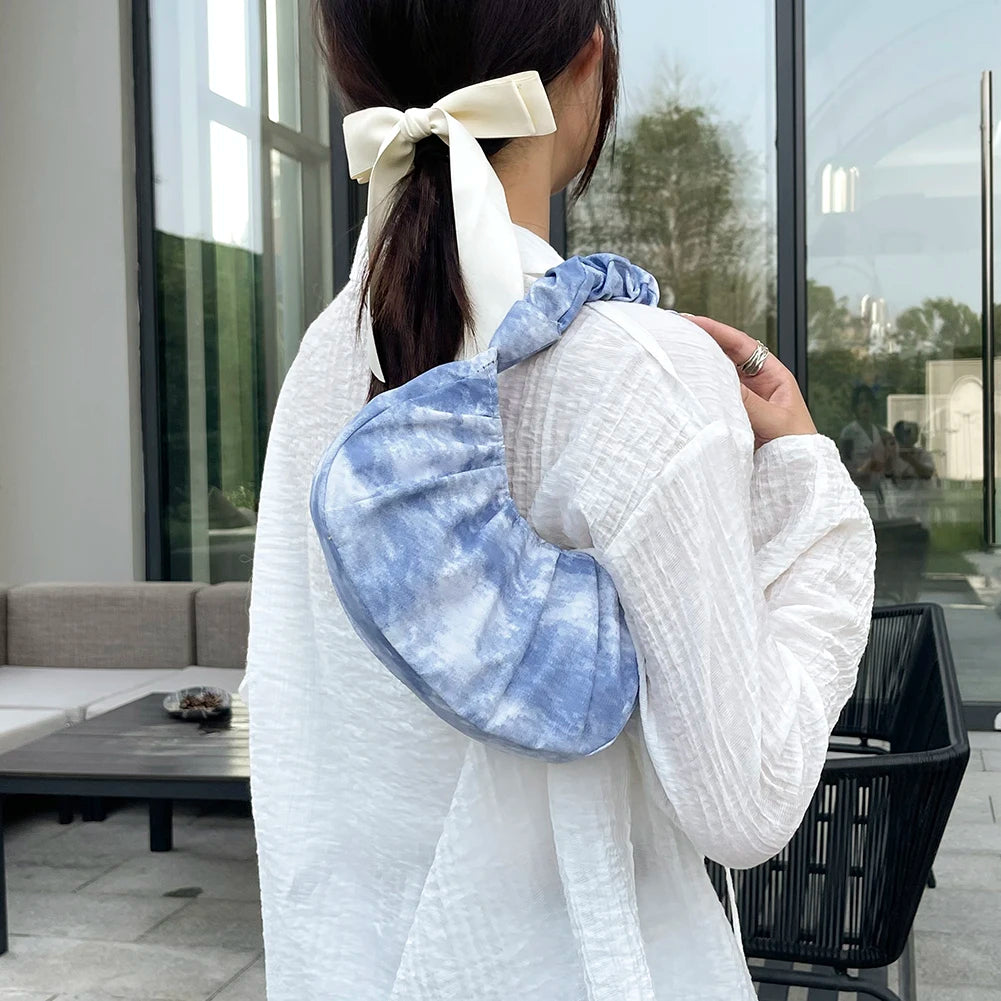Tie Dye Printing Canvas Shoulder Underarm Bag for Women