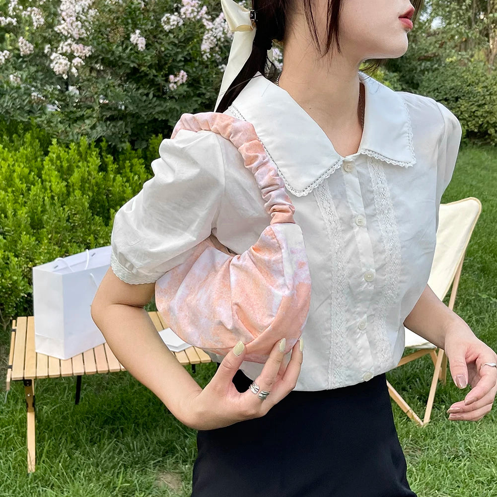 Tie Dye Printing Canvas Shoulder Underarm Bag for Women