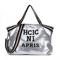 Sequins Letters Crossbody Bag Large Capacity Shoulder Handbag