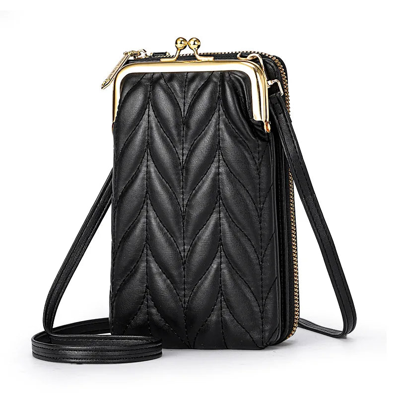 Women's Soft Leather Wallets Cell Phone Purse Messenger Bag