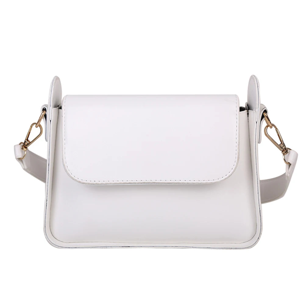 Women's PU Leather Shoulder Bag Solid Color Small Square Flap Purse