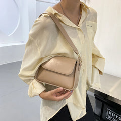 Women's PU Leather Shoulder Bag Solid Color Small Square Flap Purse