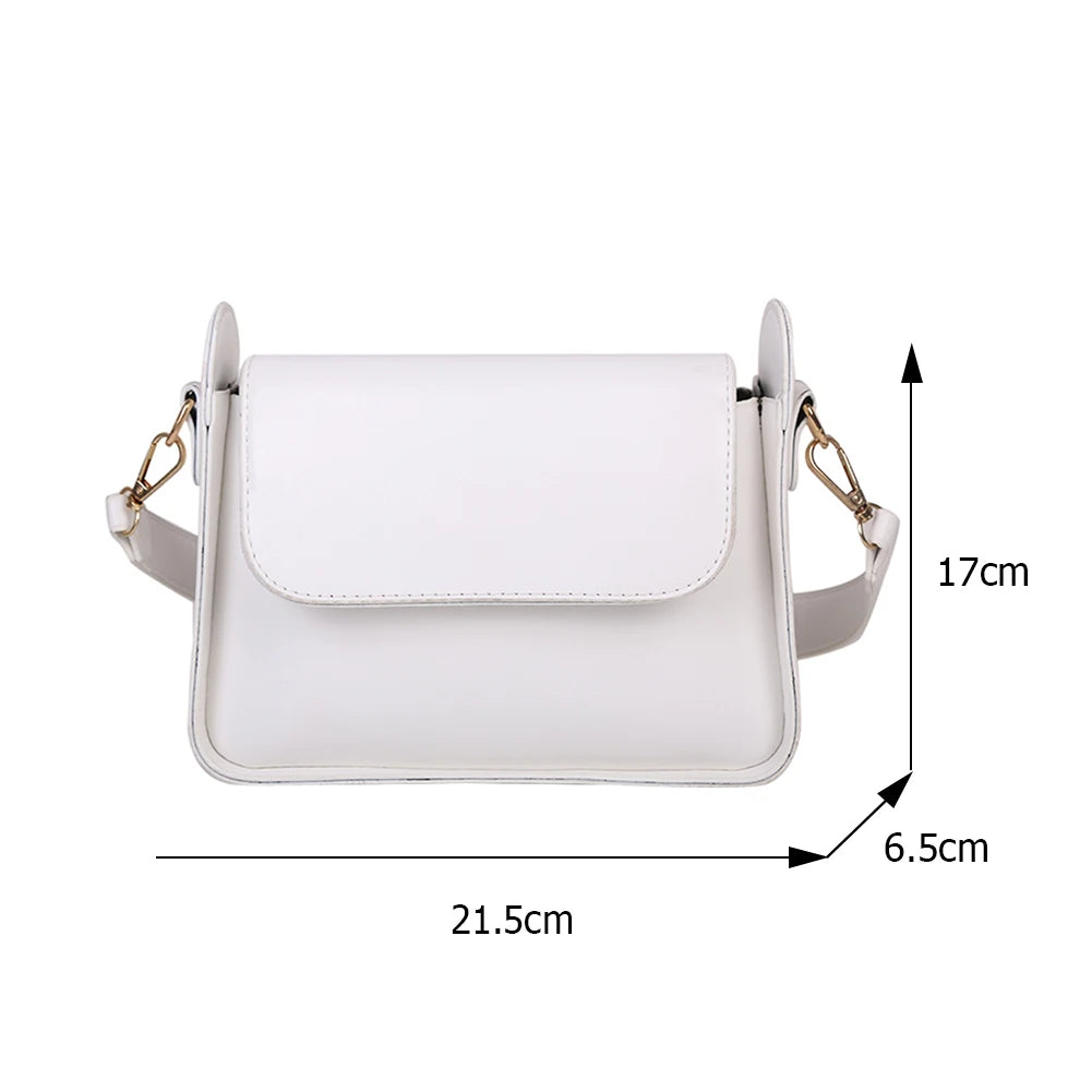 Women's PU Leather Shoulder Bag Solid Color Small Square Flap Purse