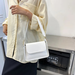 Women's PU Leather Shoulder Bag Solid Color Small Square Flap Purse
