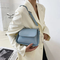 Women's PU Leather Shoulder Bag Solid Color Small Square Flap Purse