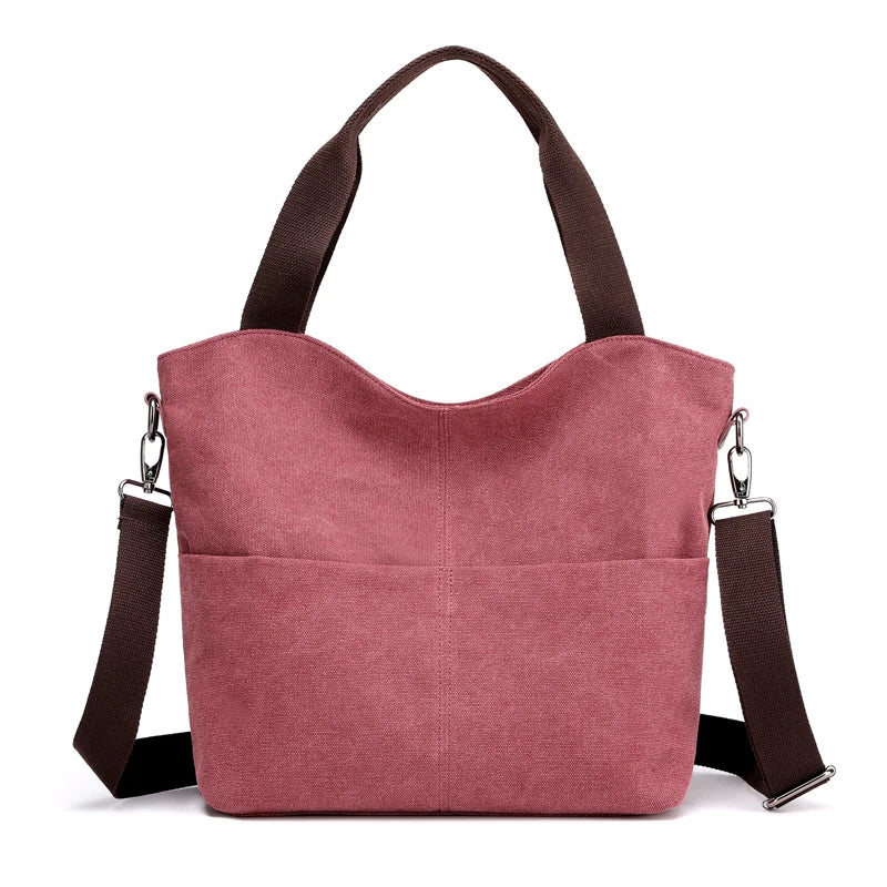 Women's Canvas Bucket Handbag Shoulder Bag Multifunction Satchel