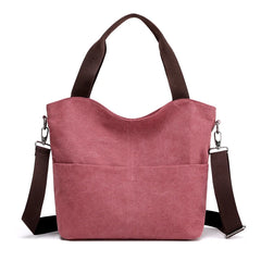 Women's Canvas Bucket Handbag Shoulder Bag Multifunction Satchel
