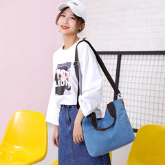 Women's Canvas Bucket Handbag Shoulder Bag Multifunction Satchel