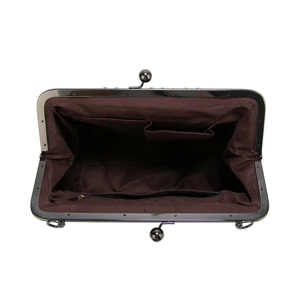 Women's Clip Bags Shoulder Handbag Kiss Lock Vintage Tote Messenger Bag