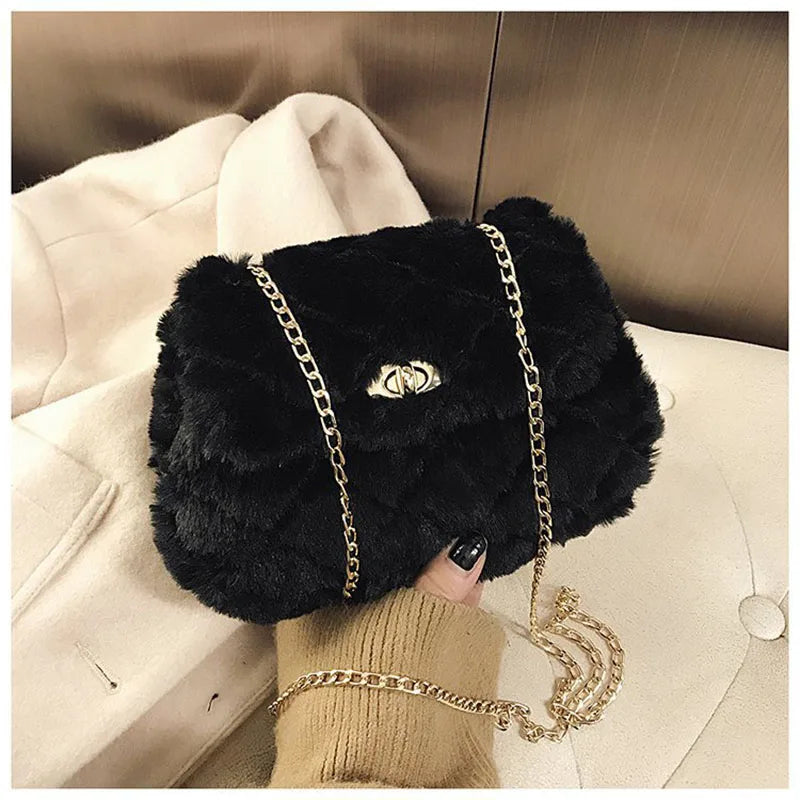 Women's Flannel Shoulder Bag High Capacity Handbag