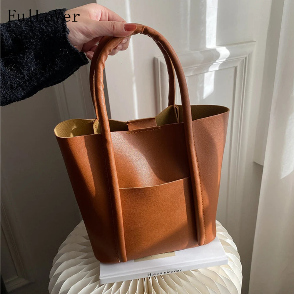 Vintage Shoulder Bags Large Capacity Retro Tote Bags Solid Bags