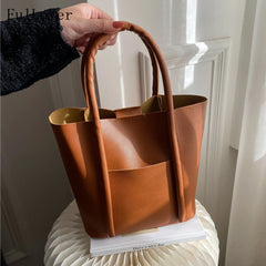 Vintage Shoulder Bags Large Capacity Retro Tote Bags Solid Bags