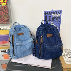 Women's Denim Backpack Harajuku Style Schoolbag