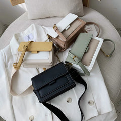 Women's PU Leather Crossbody Bag Chain Shoulder Handbag