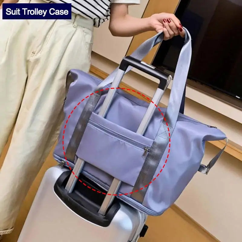 Women's Foldable Travel Handbag Large Capacity Shoulder Bag