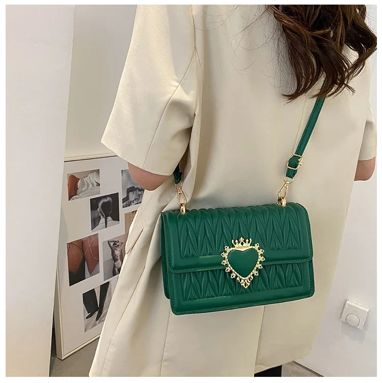 Women's Diagonal Crossbody Bags Heart Decoration Stripe Casual Bag
