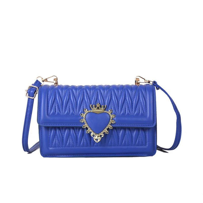Women's Diagonal Crossbody Bags Heart Decoration Stripe Casual Bag