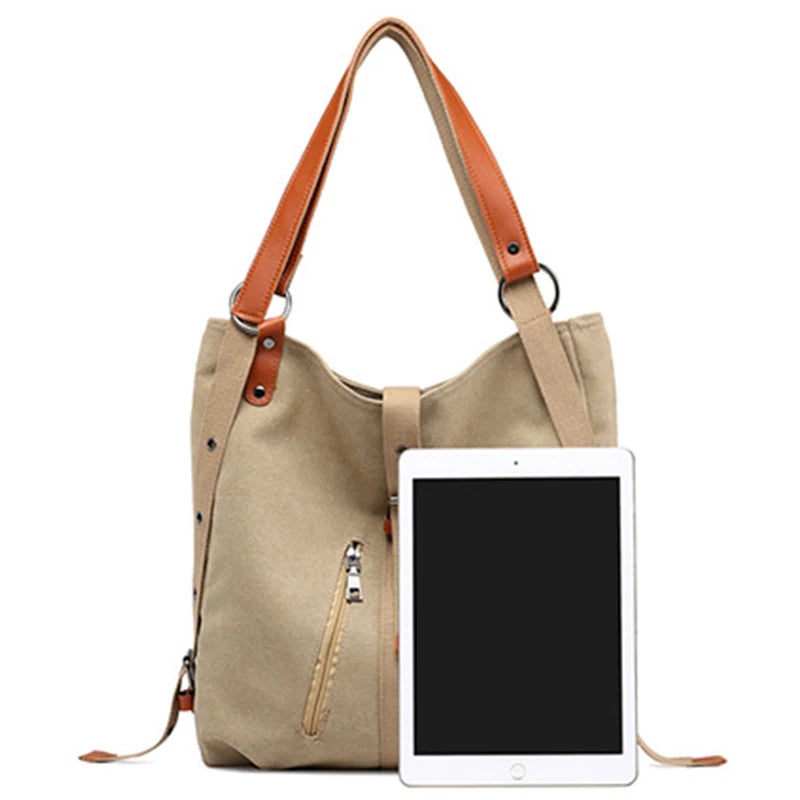 Women's Large Capacity Shoulder Messenger Bag Canvas Tote Bag