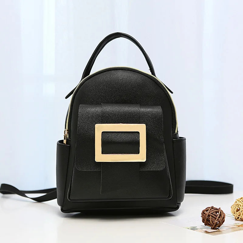 Women's Solid Leather Backpack Shoulder Bag small Backpacks For Girls