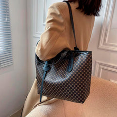 Women's Striped Tote Shoulder Bag Large Capacity Handbag