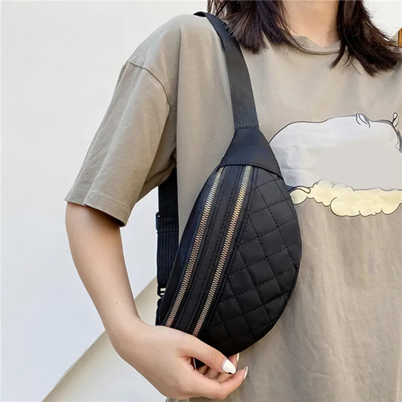 Women's PU Leather Waist Bag Waterproof Fanny Pack