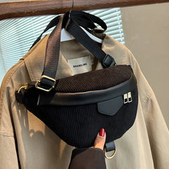 Corduroy Waist Bag Small Belt Bags Shoulder Crossbody Chest Bag