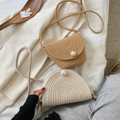 Vintage Straw Bag Women Shoulder Handbag Summer Beach Tote Bag