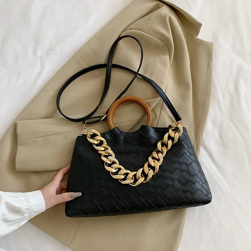 Women's Soft Leather Woven Clutch Bag Hobo Handbag Tote