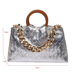 Women's Soft Leather Woven Clutch Bag Hobo Handbag Tote