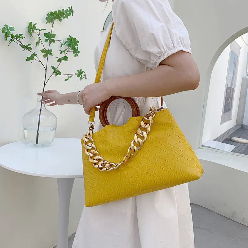 Women's Soft Leather Woven Clutch Bag Hobo Handbag Tote