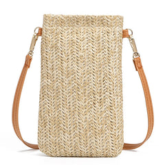Woven Straw Women Crossbody Messenger Bag Rattan Shoulder Pack