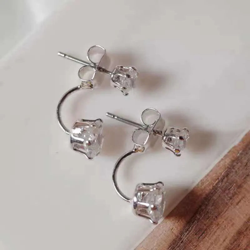 Zircon Front And Back Drop Earrings For Women
