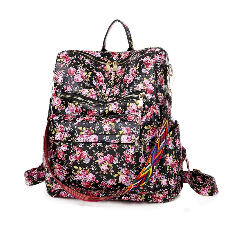 Leopard Print Backpack with Ribbon for Women