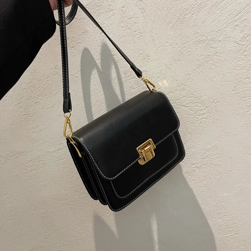 Retro PU Leather Messenger Bag Lady Single Shoulder Bag
