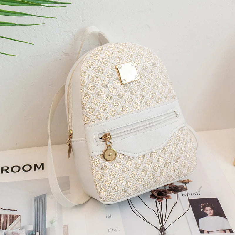 Mini Backpack for Girls PU Leather Storage Bag