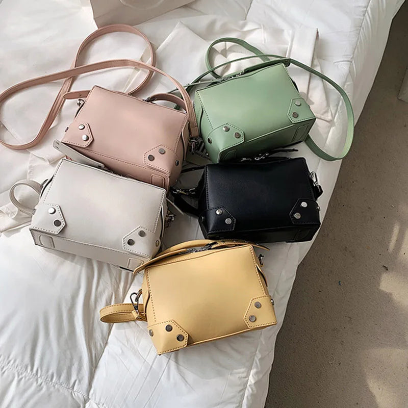 Small Square Texture Handbag - Single Shoulder Bag