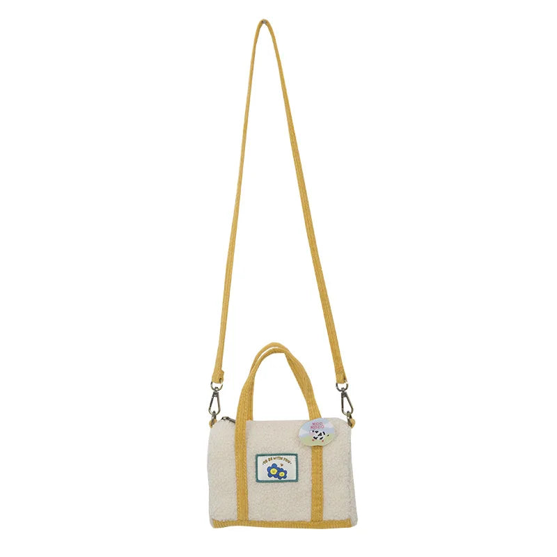 Plush Mini Messenger Bag Retro Style Diagonal Shoulder Bag