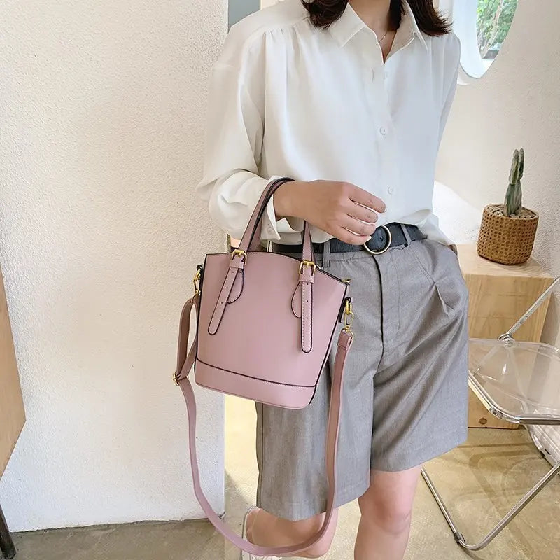 Small PU Leather Women's Bucket Shoulder Bag
