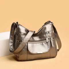 Women's Washed Leather Shoulder Bag Small Crossbody Tote Bag